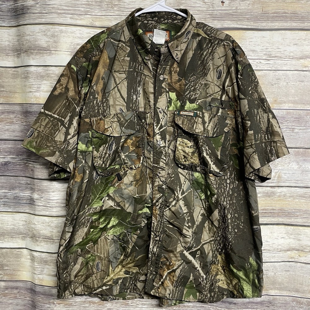 REMINGTON MOSSY OAK CAMO TIMBER ADVANTAGE SHORT SLEEVE Shirt Men's XL Hunting‎